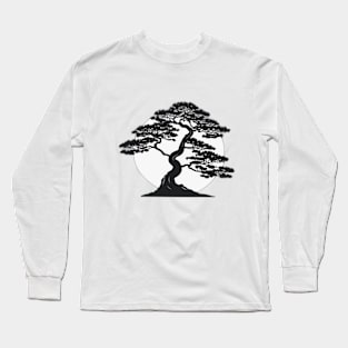 Moonlit Bonsai Silhouette No. 566 Long Sleeve T-Shirt